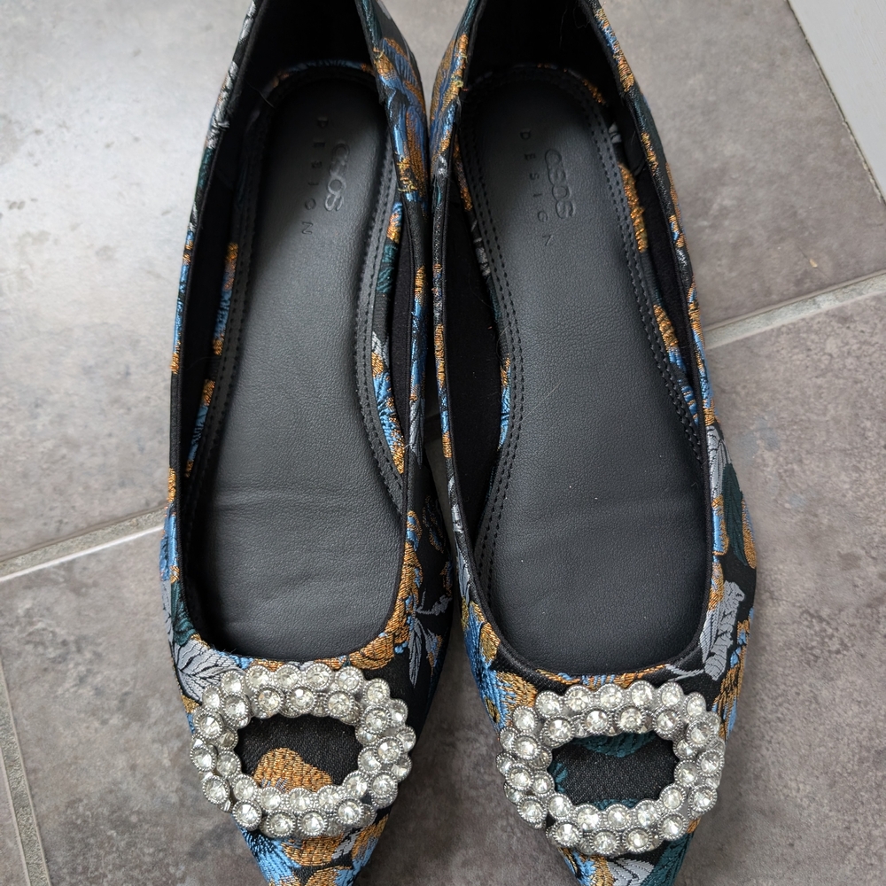 ASOS Black and Blue Embellished Loafers